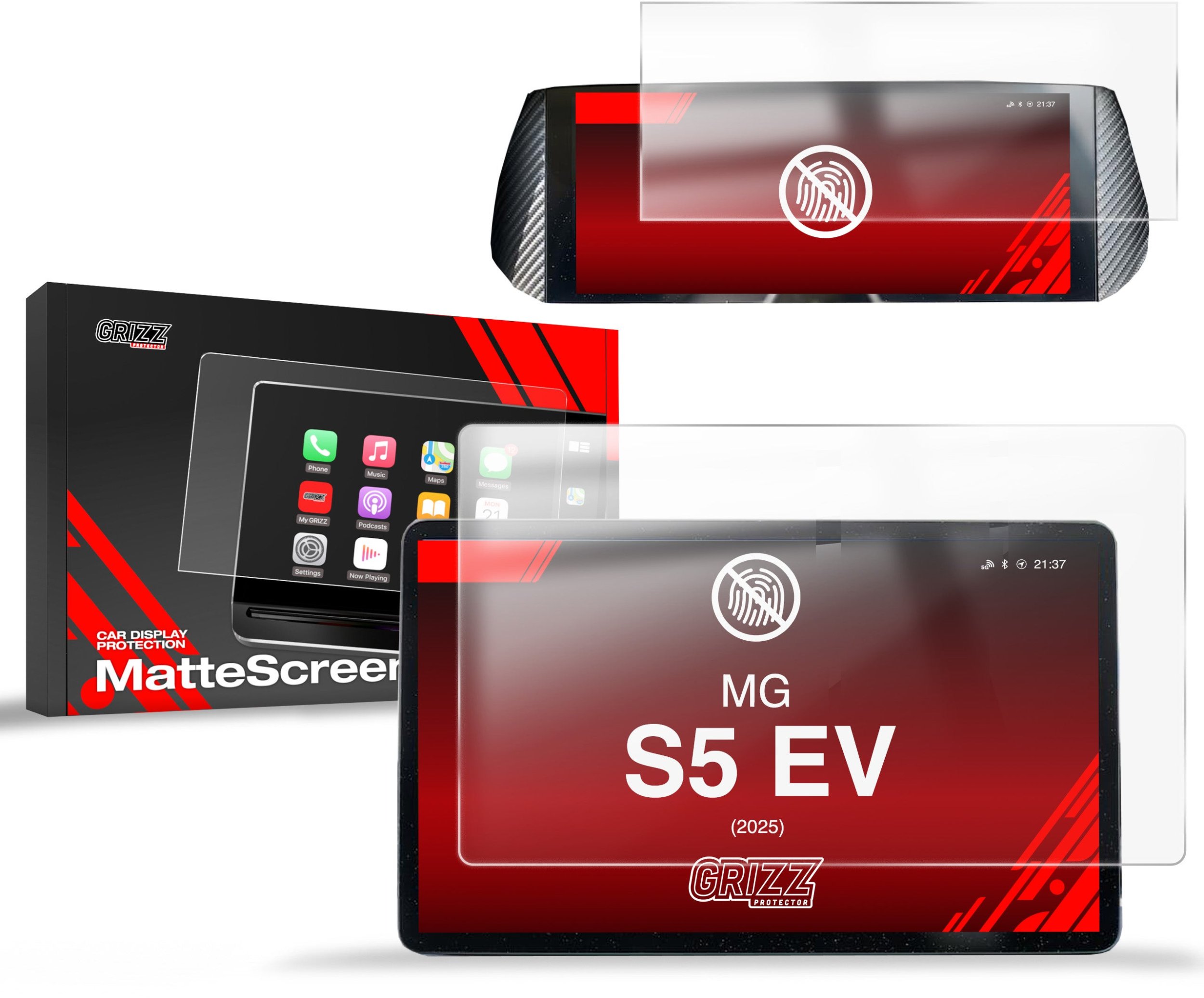 Folia matowa GrizzGlass CarDisplay Protection do MG S5 EV 12,8" (2025) [2w1]