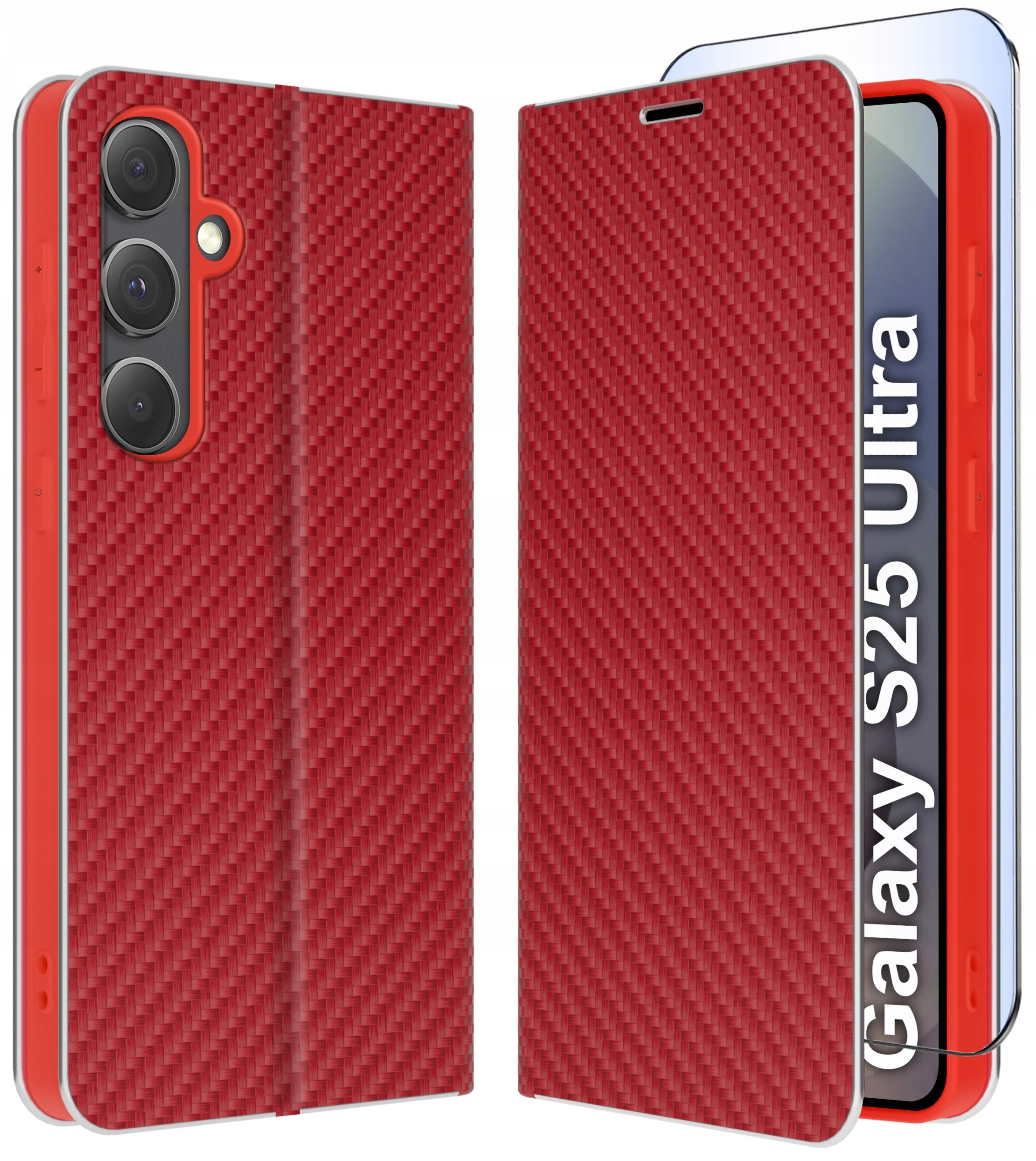 ETUI do Samsung S25 Ultra | CARBON PORTFEL BOOK TOKRA CASE CLASSIC + SZKŁO