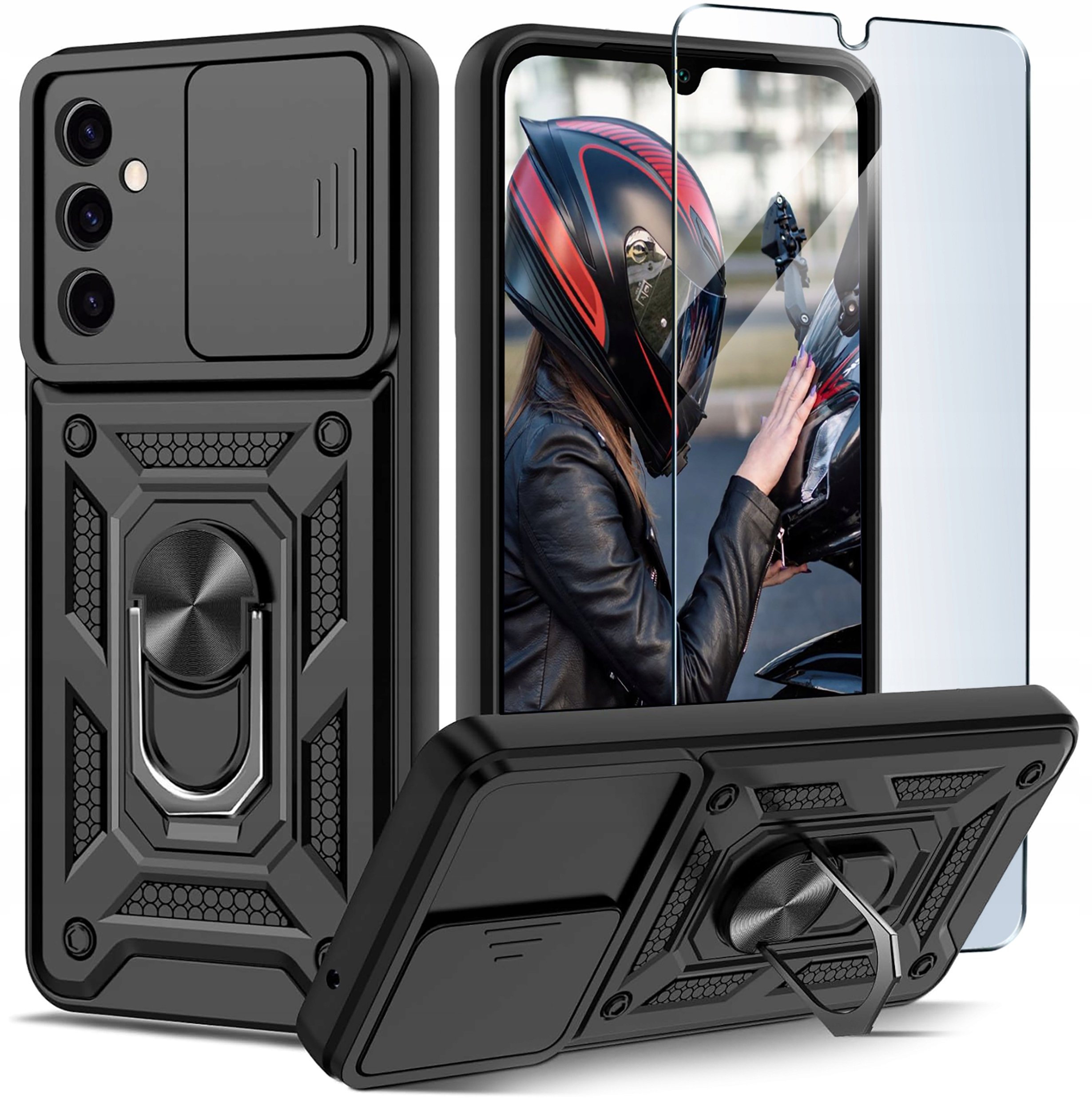 Etui do Samsung Galaxy A16 5G PANCERNE SLIDE RING WZMACNIANE + SZKŁO 9H
