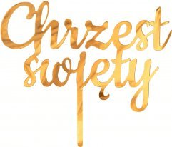 GoDan Dekoracja akrylowa na tort Chrzest Święty, złota, 11x13 cm one size