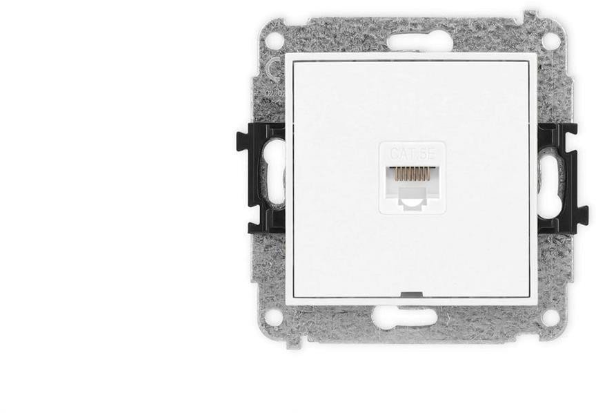 ICON Mechanizm gniazda komputerowego pojedynczego 1xRJ45, kat. 5e, 8-stykowy, bez pola opisowego biały IGKBO-1