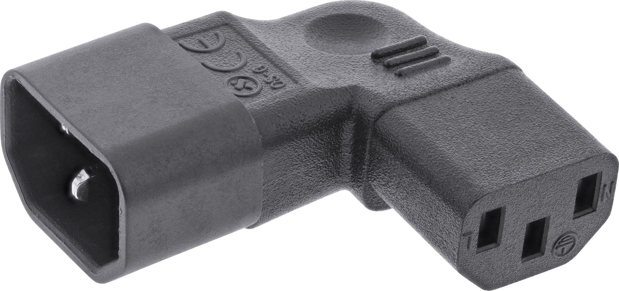InLine InLine® Power supply adapter IEC 60320 C14 / C13, left/right angled, 3-pin. cold device units