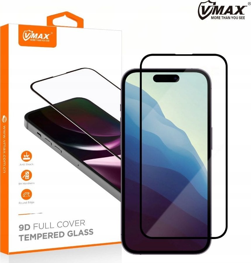Vmax 9D Full Face Tempered Glass for Apple iPhone 16 Plus
