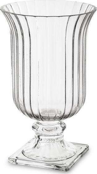 Art-Pol Szklany przezroczysty świecznik ryfowalny H:24,5cm