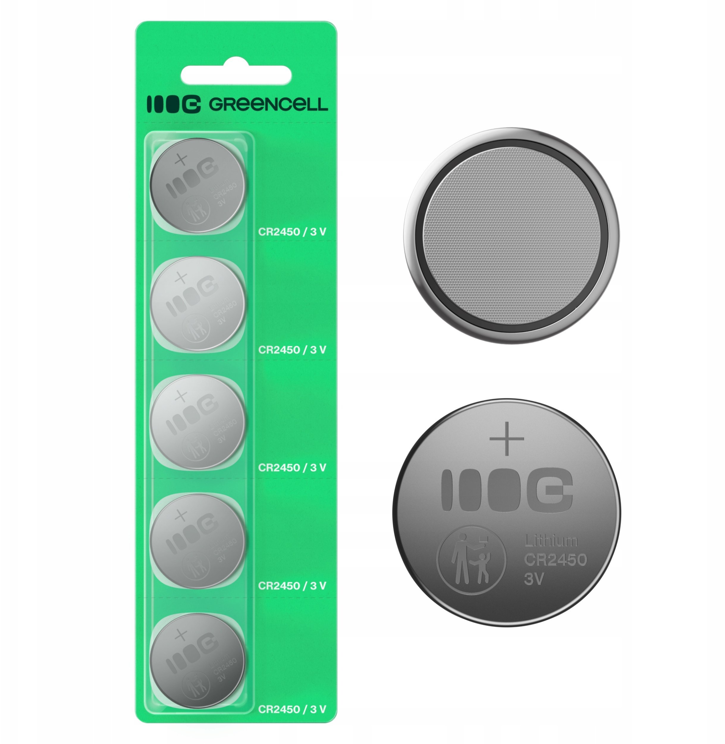 Baterijas Green Cell Blister 5x Lithium Battery CR2450 5904326376731 X5CR2450 (5904326376731)