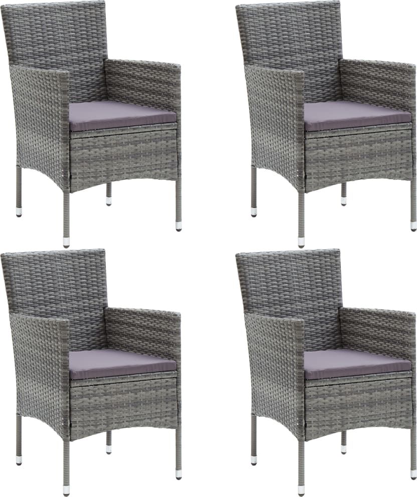 vidaXL Krzesła ogrodowe, 4 szt., rattan PE, szare