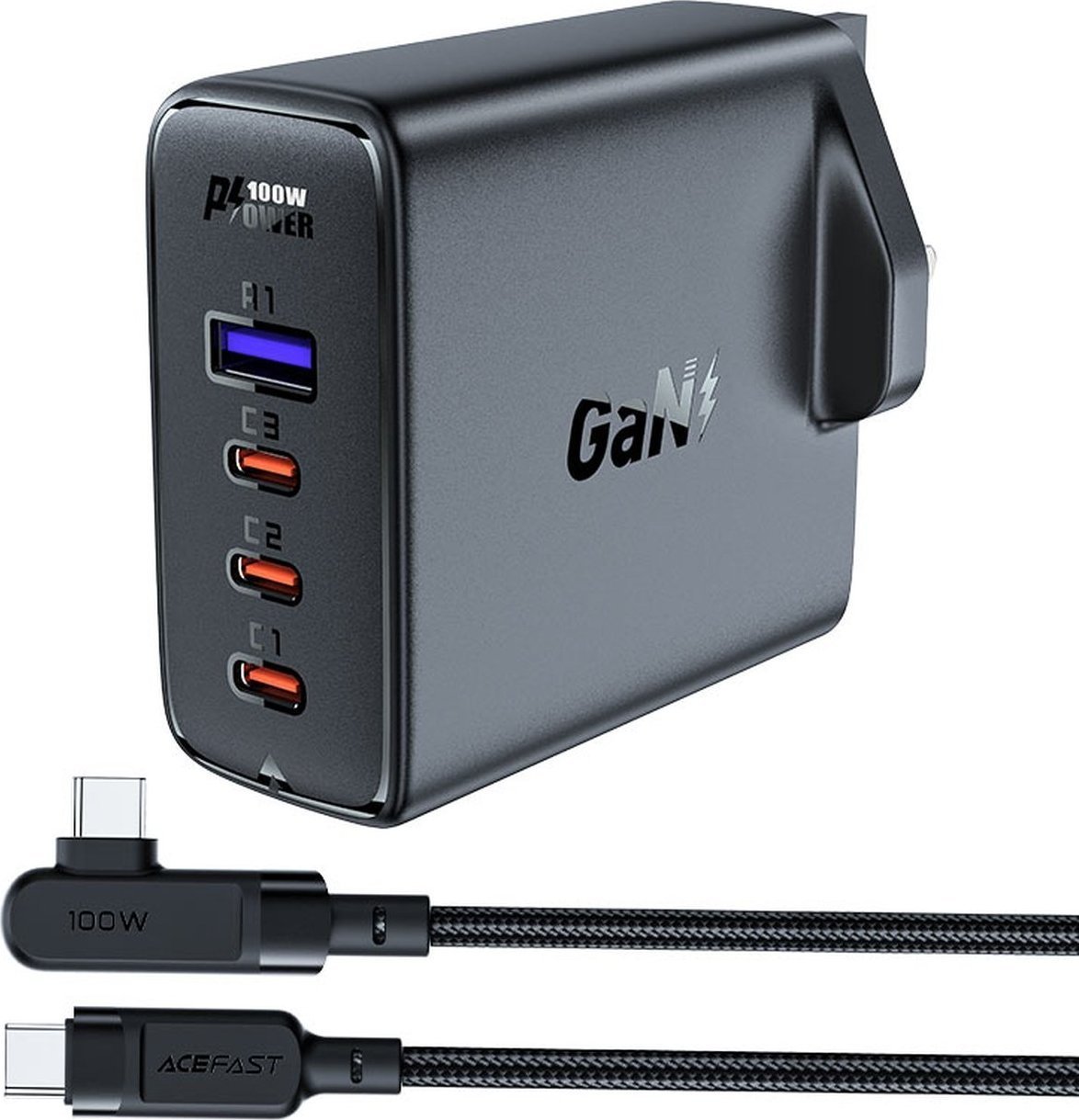 Ładowarka Acefast Szybka ładowarka GaN UK Acefast A40 100W PD 3x USB-C 1x USB-A - czarna