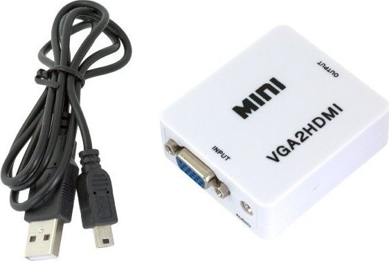 Adapter AV Apte HDMI - D-Sub (VGA) + Jack 3.5mm biały