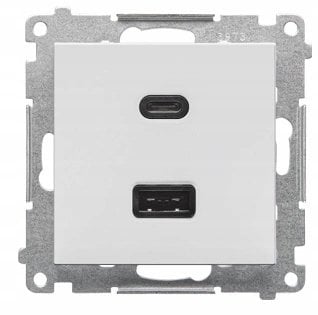 Simon 55 Ładowarka USB C+A (moduł), 30 W, 230V jasnoszary mat TEC2CAQ.01/114