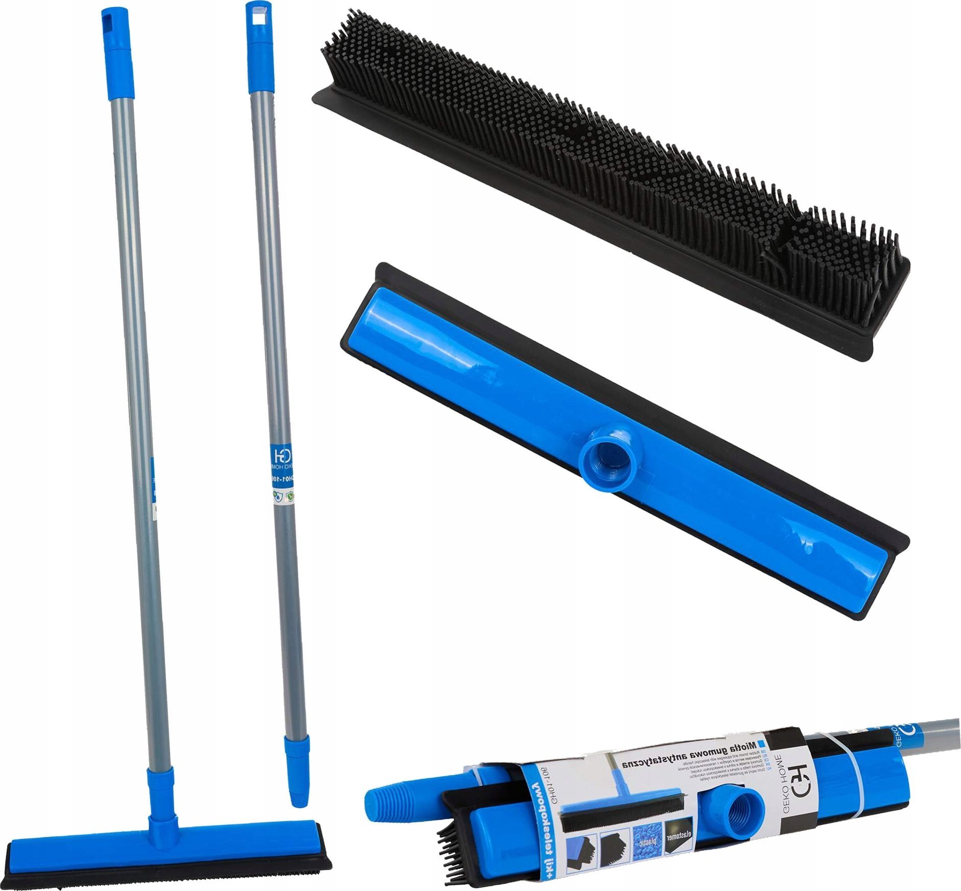Geko Miotła gumowa antystatyczna ze ściagaczką do wody + kij teleskopowy 78.5-140cm (8)
