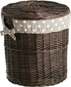 WickerPL Wiklinowy Kosz Łazienkowy Ciemny Brąz z Obszyciem 50 H50 cm