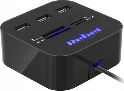 HUB USB Rebel Comp 1x SD 1x M2 1x microSD 1x MS PRO Duo + 3x USB-A 2.0 (KOM1020)