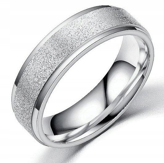 SRBERNY PIERŚCIONEK OBRĄCZKA ŚLUBNA STAL 316L r.17