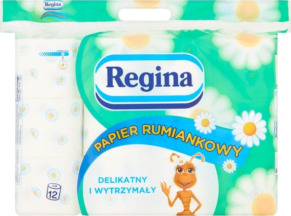 Regina REGINA Papier Toaletowy, Rumiankowy, 3 Warstwowy, Z Nadrukiem - 12 Rolek
