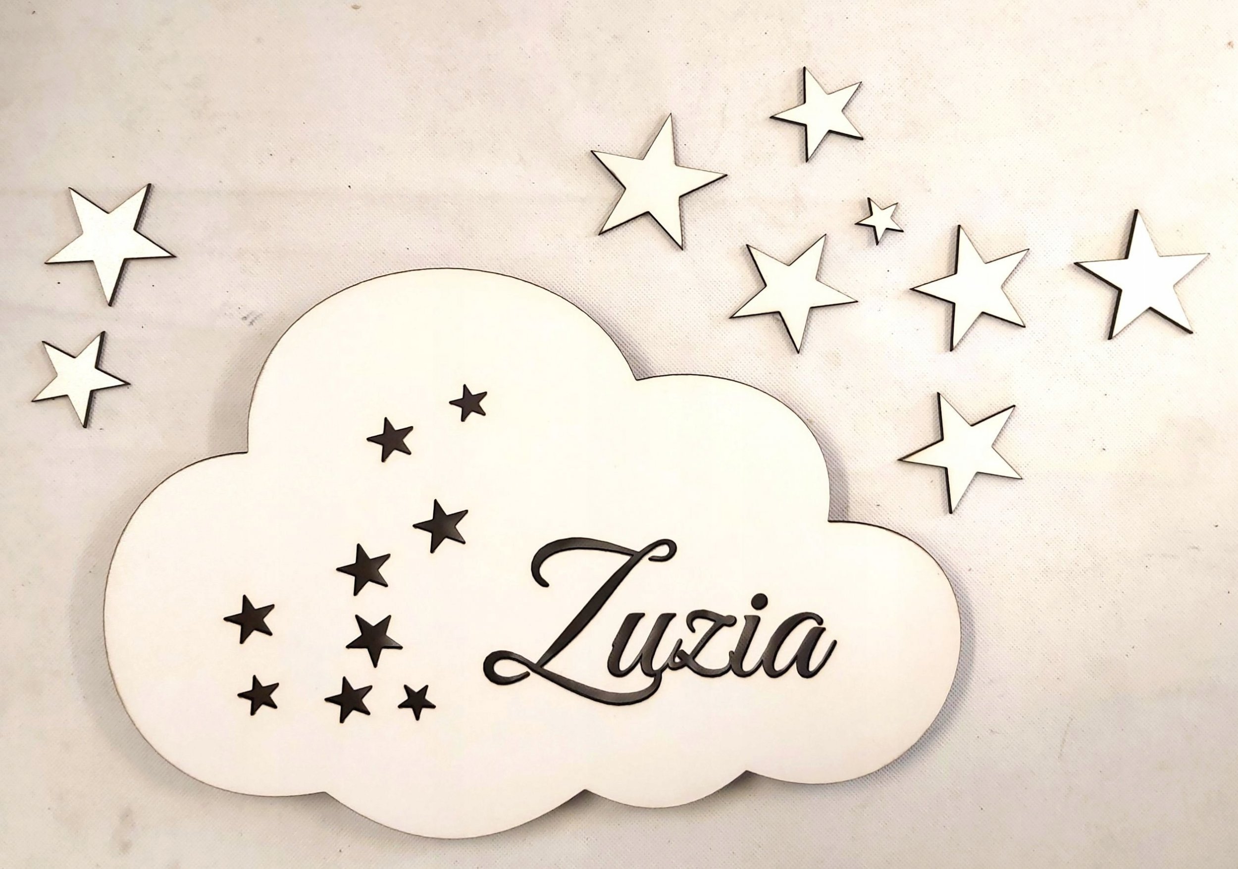 naSciane Lampka nocna LED z imieniem BIAŁA chmurka gwiazdka