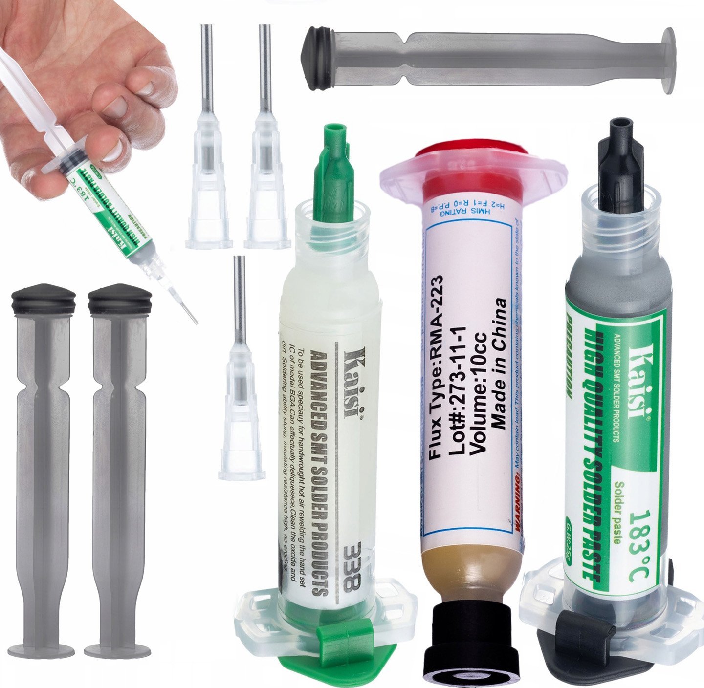 Rosfix TOPNIK PŁYNNA CYNA PASTA 183 2XTŁOCZEK IGŁA FLUX 338 LUTOWNICZY RMA-223 BGA