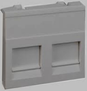 Kontakt-Simon Płytka K45 gniazda teleinformatycznego podwójnego 2xRJ płaska z przesłoną szary grafit - KB76/14