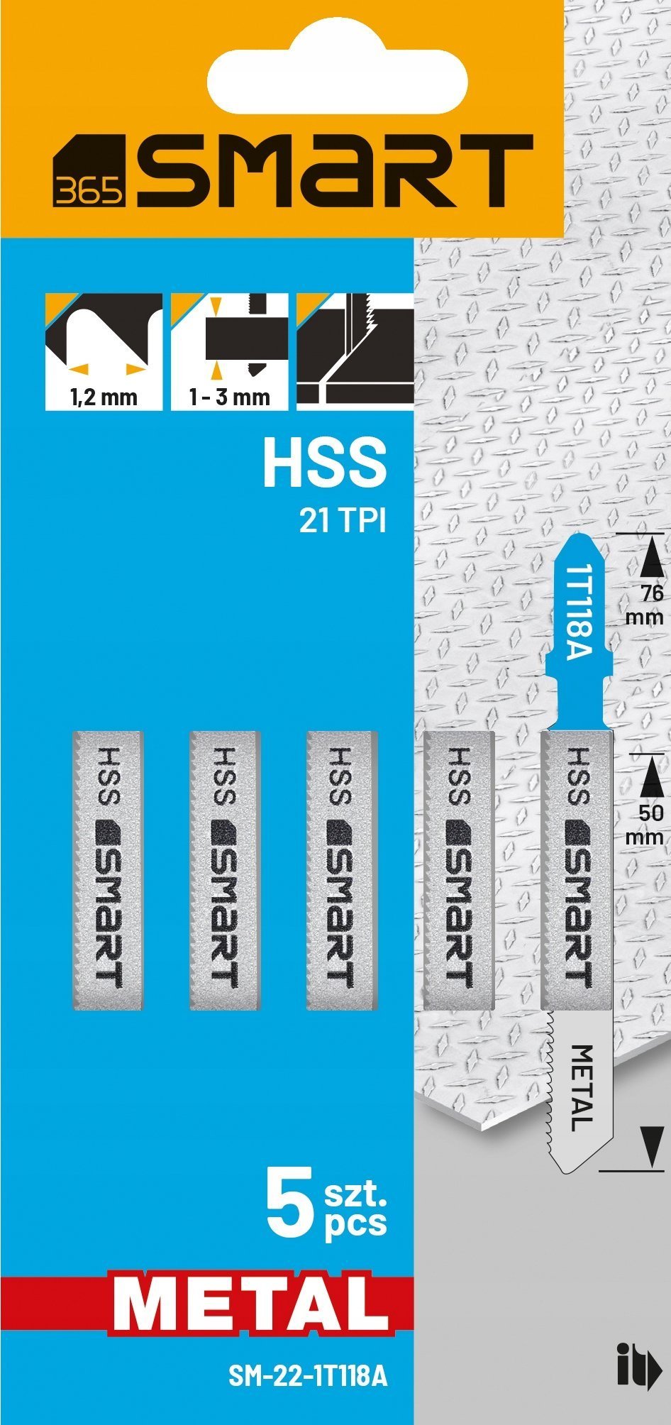 Smart brzeszczot do wyrzynarki hss 21 tpi metal /5 szt./ smart