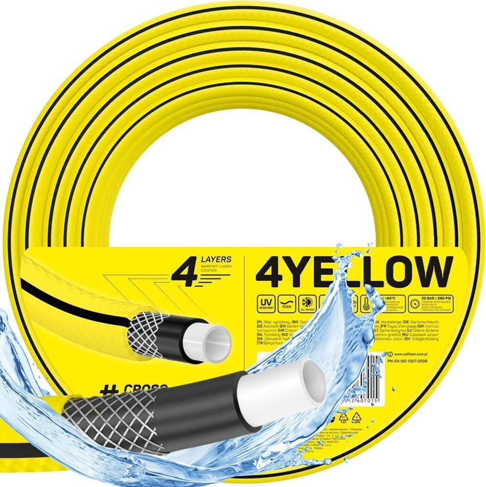 Cellfast Wąż ogrodowy 4YELLOW 1/2" 50 m 10-502 CELLFAST