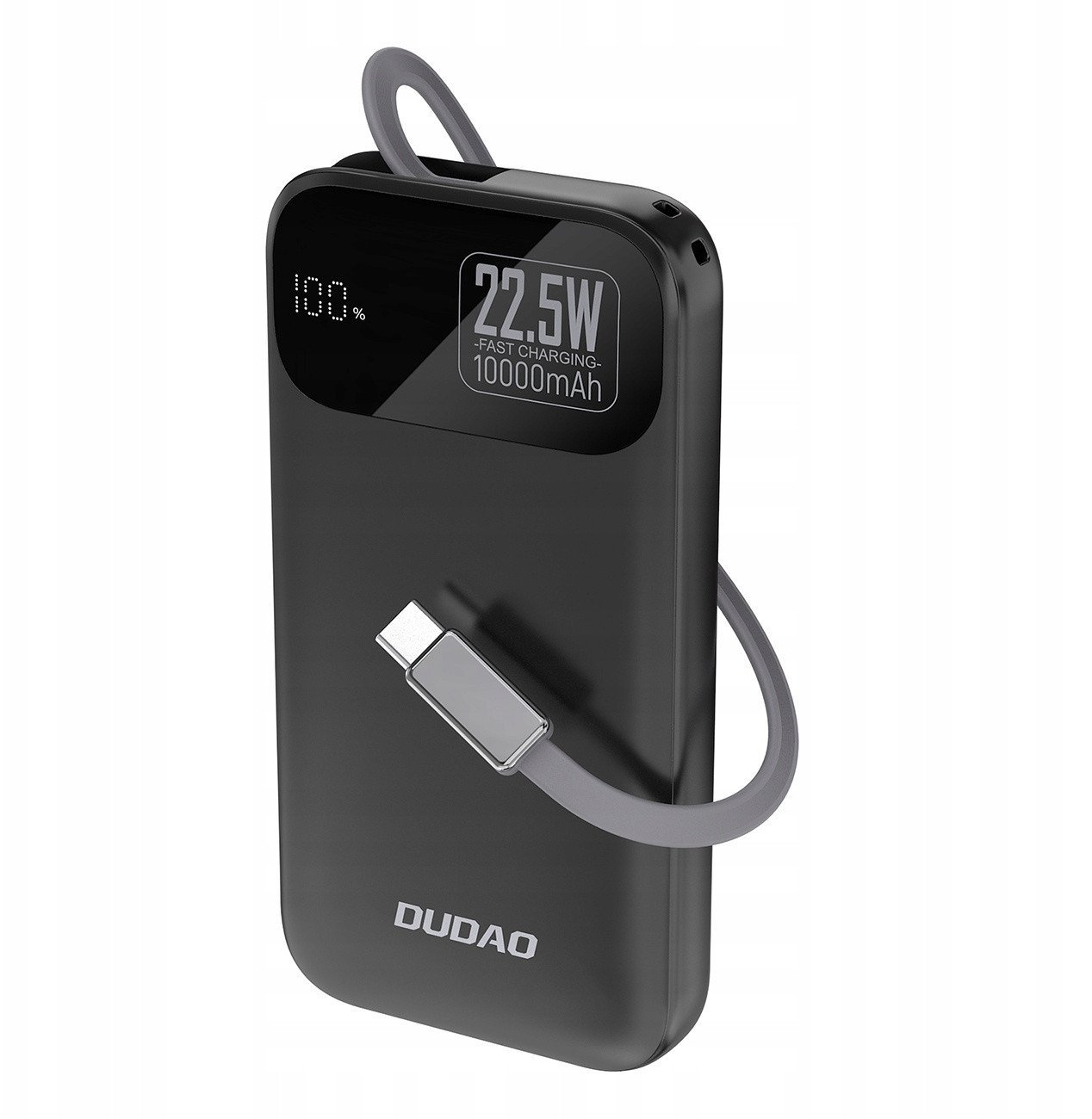 Powerbank Dudao K31 10000 mAh 22,5W PD z wbudowanym kablem czarny