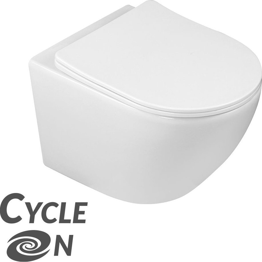 Miska WC Laveo LAVEO Desna CycleOn - miska ustępowa wisząca bezkołnierzowa z deską