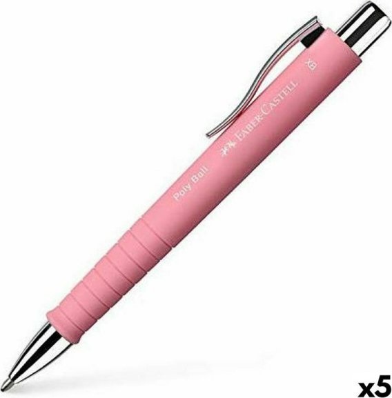 Faber-Castell Pióro Faber-Castell Poly Ball XB Różowy 5 Sztuk