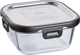 Hurtel Pojemnik na żywność, szkło borokrzemowe/stal nierdzewna, 0,52 l, 13,5 x 13,5 x 6 cm FUSION2+ / Spring