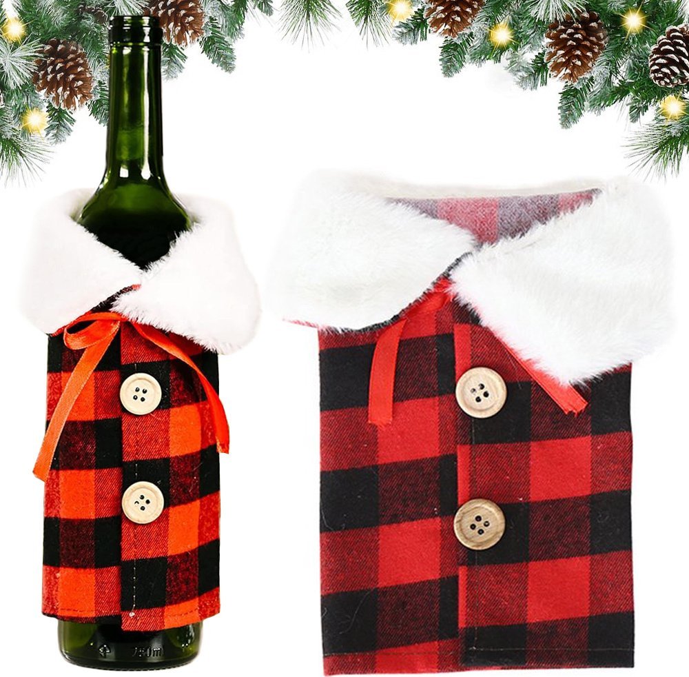 xxxxxxxxxxxxxxxx Verk Group (Verk) Pokrowiec świąteczny ubranko na butelkę krata na boże narodzenie dekoracja Pokrowiec świąteczny ubranko na butelkę