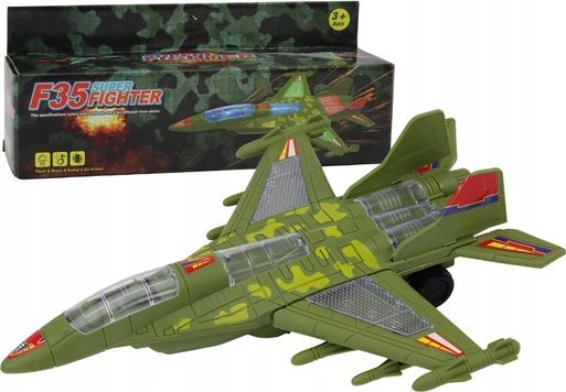 LeanToys Myśliwiec Militarny F35 Jeżdżący Światła Dźwięki Zielony