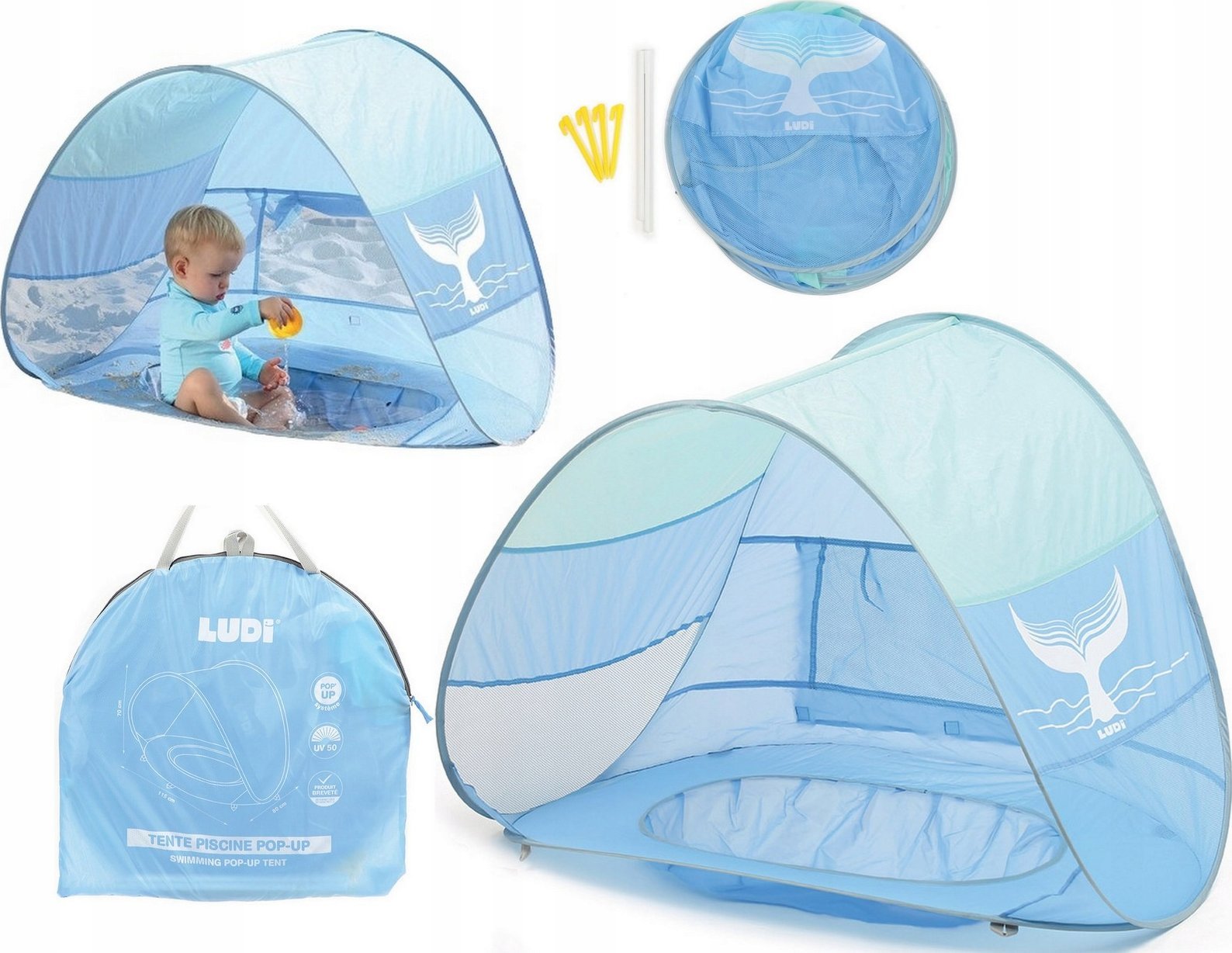 Ludi namiot-ochrona-basen, niebieski, 10 miesięcy+