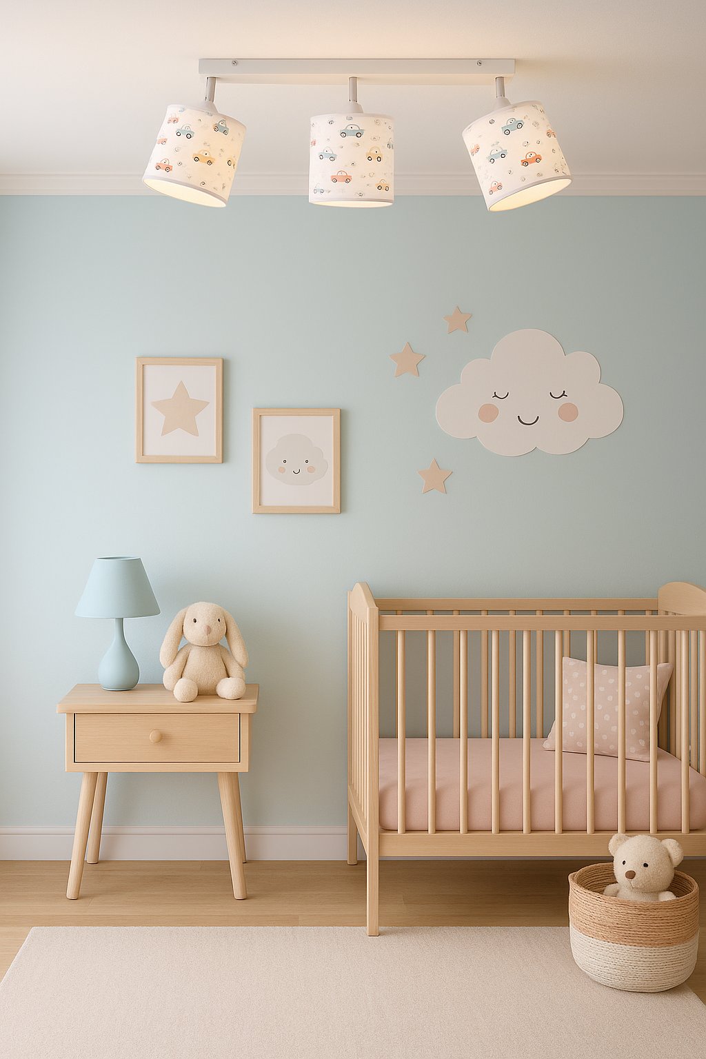 Lampa sufitowa dziecięca autka 3xE27 regulowana do pokoju