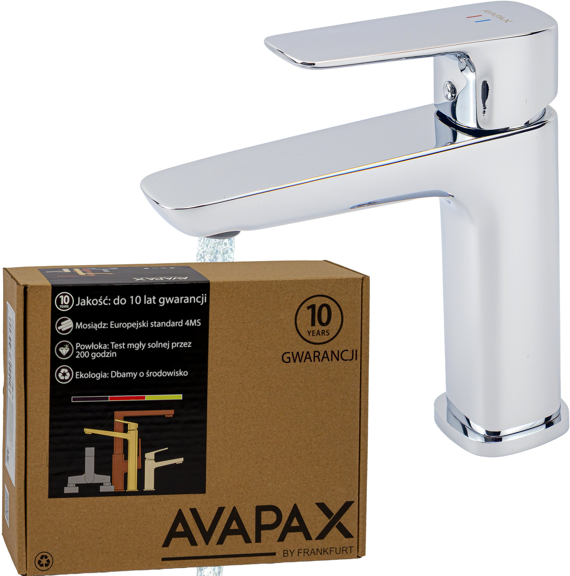 Bateria umywalkowa stojąca, Kolor: chrom