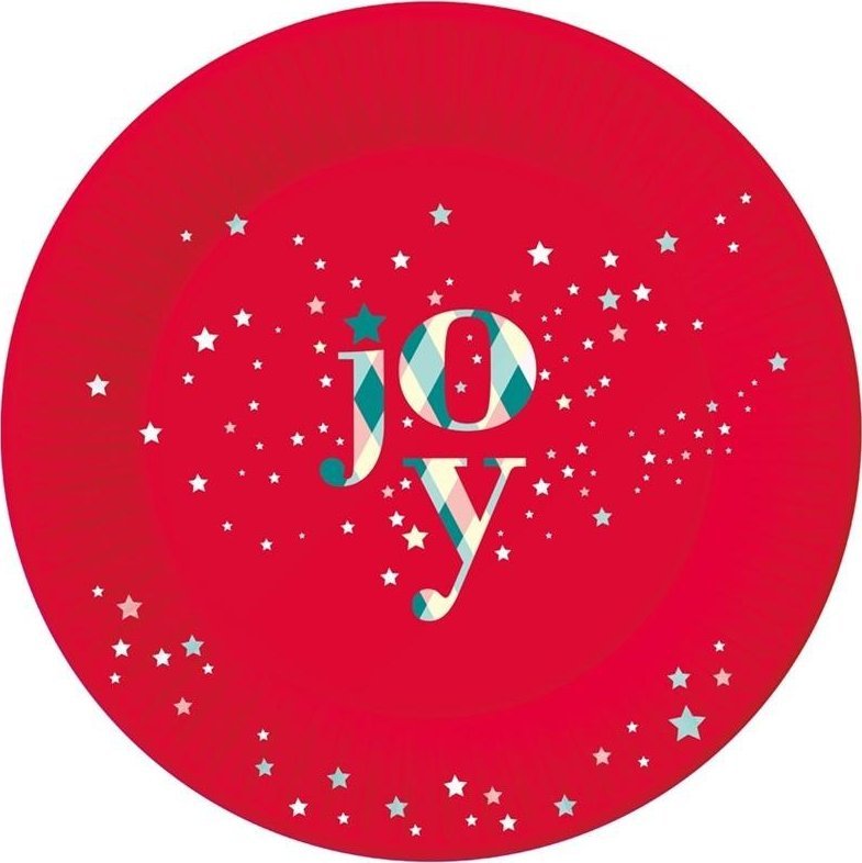 Talerzyki papierowe Joy czerwone 18cm 6szt
