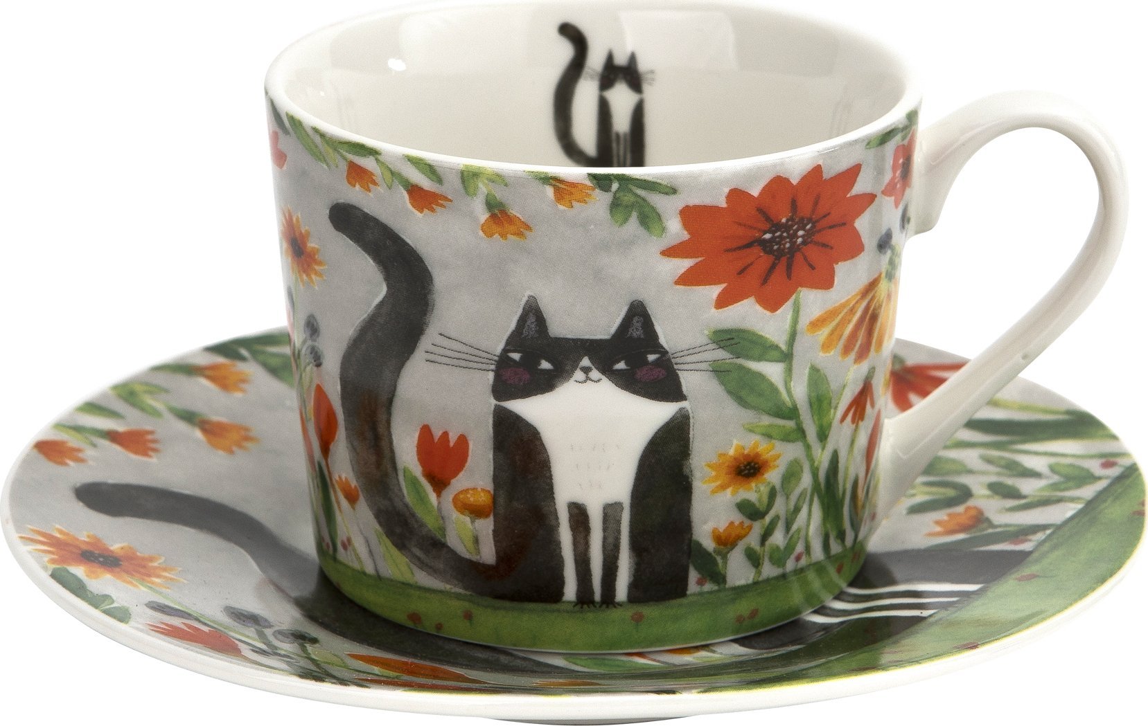 DUO Komplet 2 filiżanek 230 ml + spodki Koci Świat Łąka