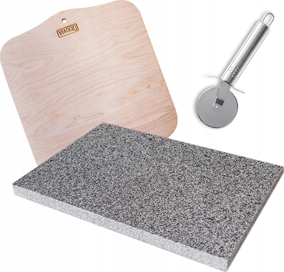 VIAGGIO KAMIEŃ DO PIZZY 30x40 + ŁOPATKA+ NÓŻ