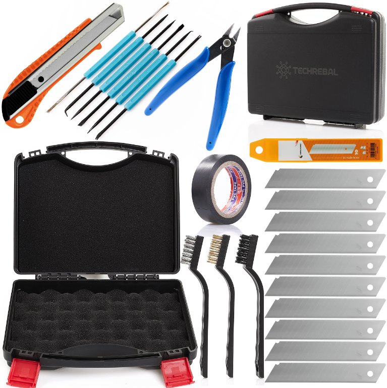 Zestaw Akcesoriów do Lutowania 23 Elementy Szczypce Pędzel Nóż Ostrza