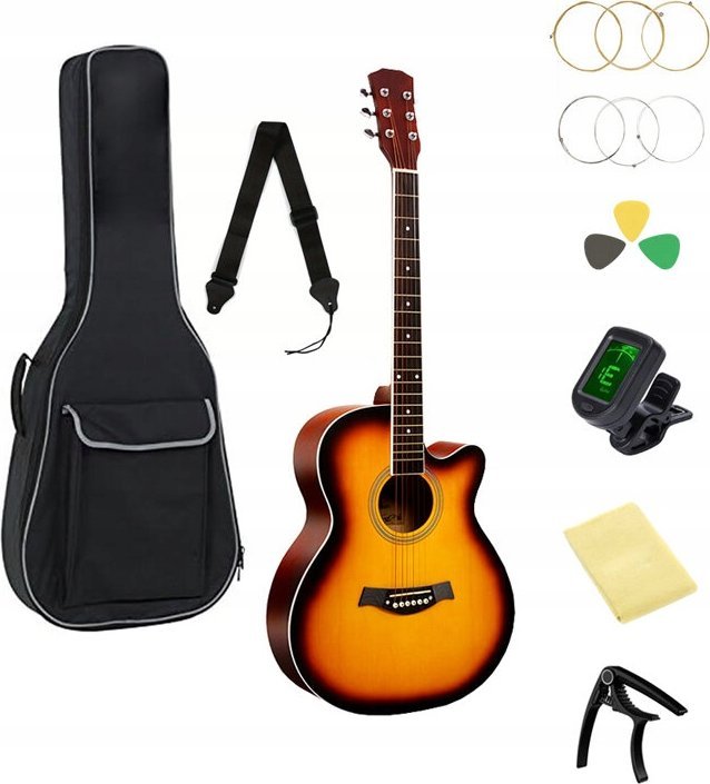 Gitara akustyczna dla początkujących 40' 4/4 cutaway MusicMate G-40 ZESTAW