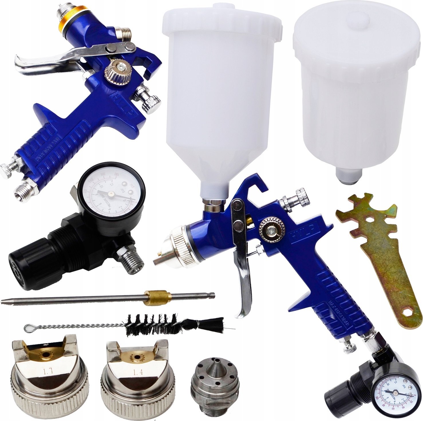 Silver PISTOLET LAKIERNICZY Z GÓRNYM ZBIORNIKIEM Z MANOMETREM H-827 EX10506/1