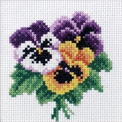 Haft krzyżykowy - Bratki