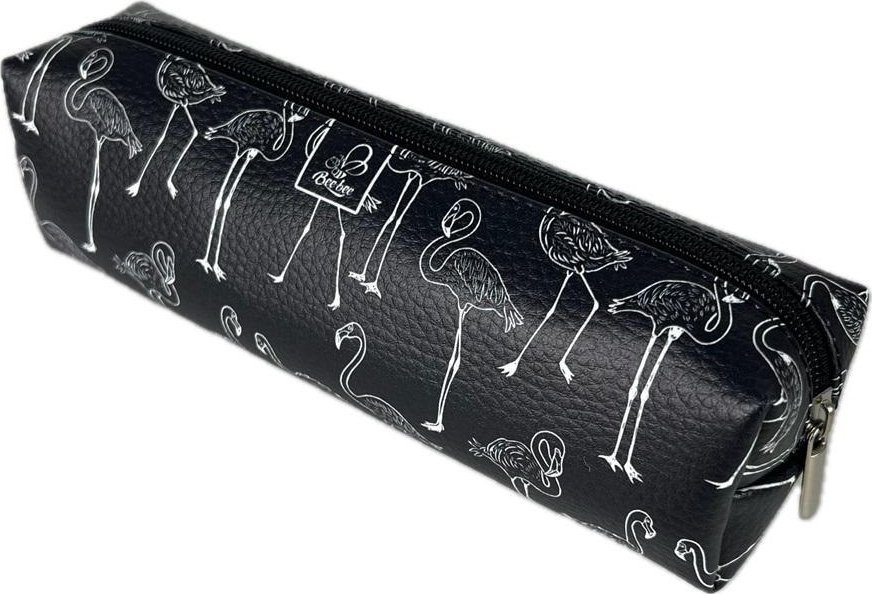 Piórnik prostokąt kostka Flamingi B&W