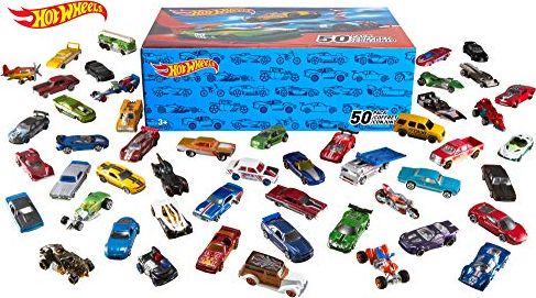 Mattel Hot Wheels CGN22 - zestaw 50 pojazdów odlewanych ciśnieniowo w skali 1:64, bardzo duży zestaw upominkowy, po 50 zabawek każdy, losowy wybór, od