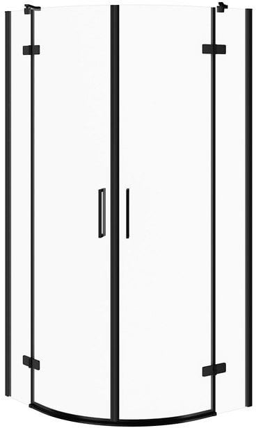 KABINA PRYSZNICOWA PÓŁOKRĄGŁA CITY CZARNA 90X90X195 SZKŁO TRANSP