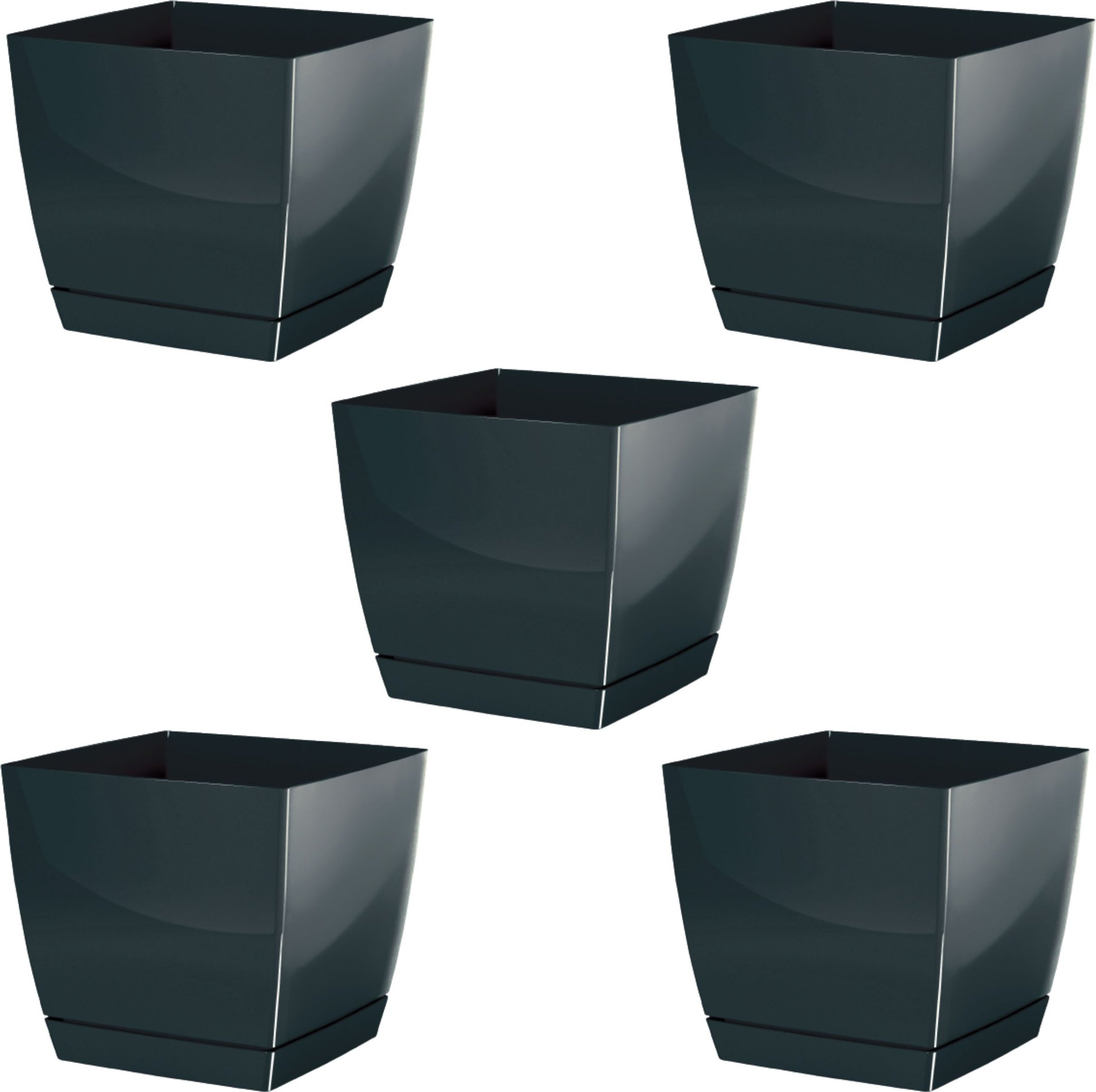 Dikel 5x Doniczka kwadratowa Coubi DUKP100 + podstawka