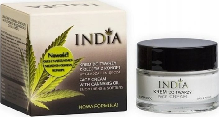 India Cosmetics Krem do twarzy na dzień i na noc dla cery dojrzałej z olejem z konopi 50 ml