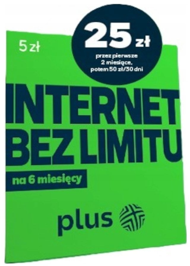 Karta Startowa PLUS 5zł internet bez limitu