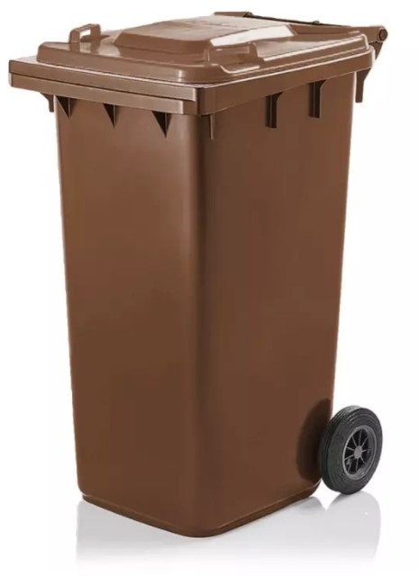Pojemnik do segregacji odpadów na kółkach WEBER - pojemność 240 l (Kolor: brązowy)