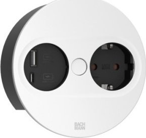 Bachmann BACHMANN TWIST 2 1xCEE7/3 1xUSB A/C 22W 2,0m AEH RAL9010 30GE rond