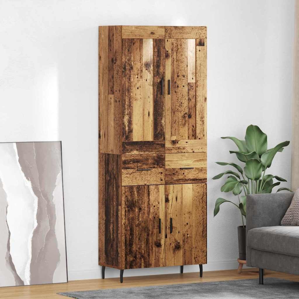 vidaXL Highboard 2 pcs Stare drewno Drewno inżynieryjne i szkło