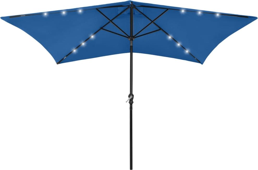 vidaXL Parasol z lampkami LED, na stalowym słupku, niebieski, 2x3 m