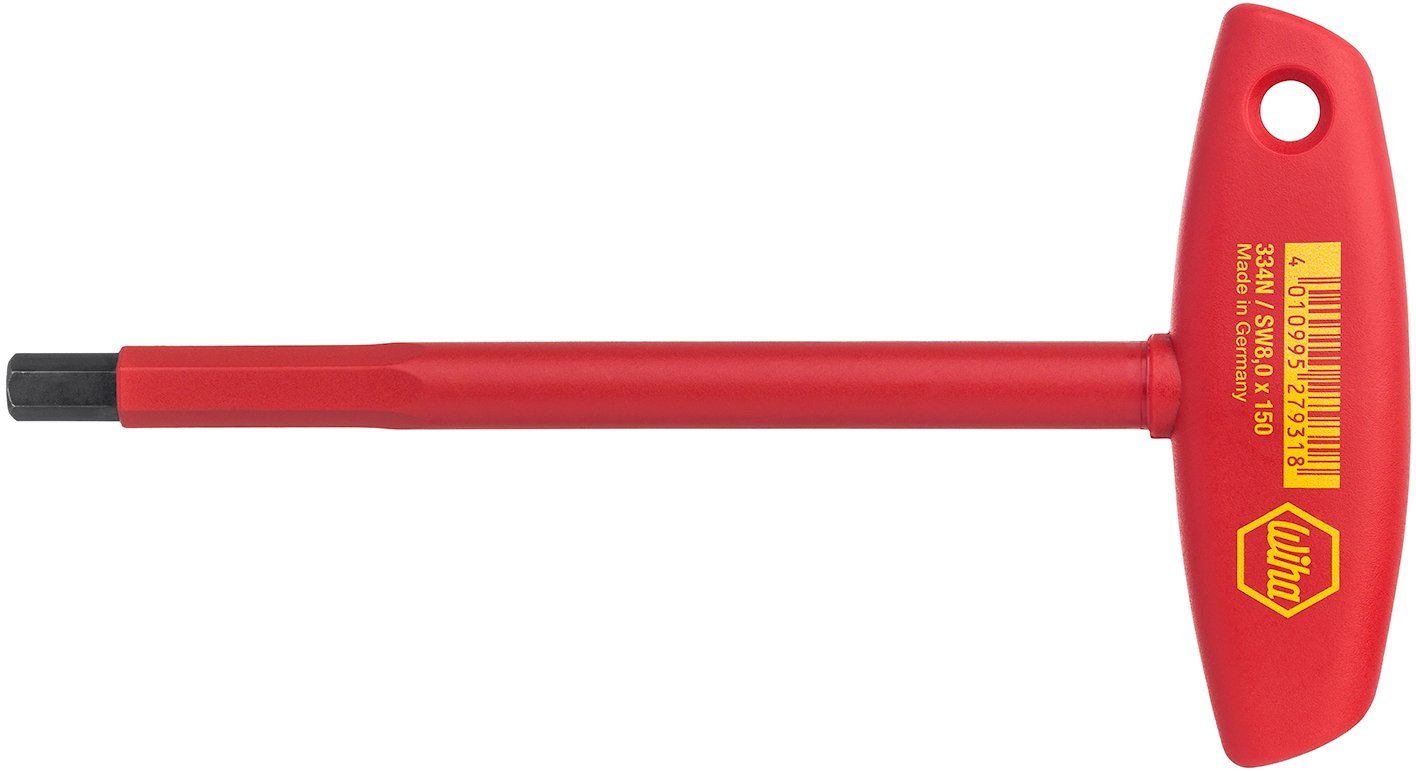 Wiha 27928, T-handle hex key, Metric, T-handle with short arm, Chromium-vanadium steel, 4 mm, IEC 60900